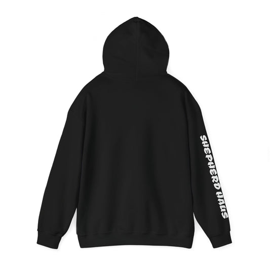 Black Fierce German Shepherd hoodie back view featuring German Shepherd graphic