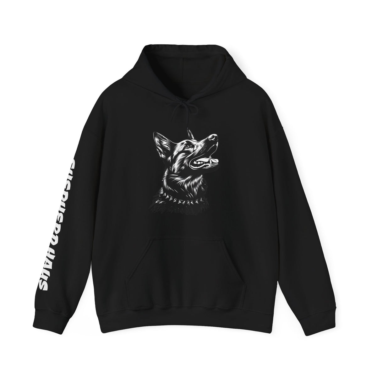 Black Fierce German Shepherd hoodie front view