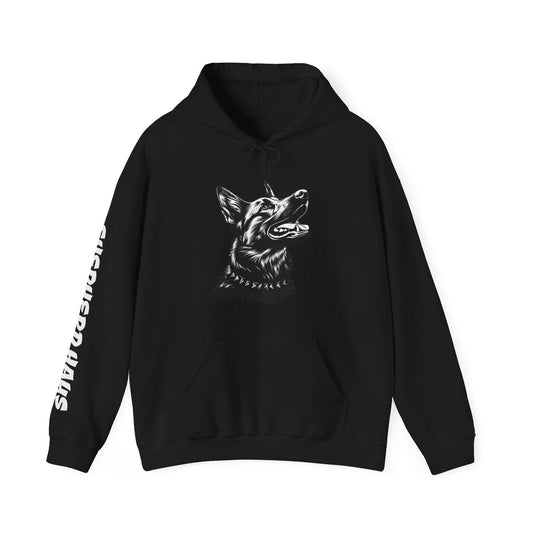 Black Fierce German Shepherd hoodie front view
