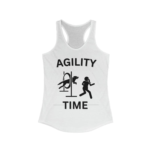 Woman's racerback tank top with a German Shepherd agility graphic