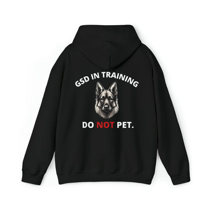 Back view of women's German Shepherd Dog In Training Do Not Pet hoodie