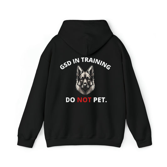 Back view of women's German Shepherd Dog In Training Do Not Pet hoodie