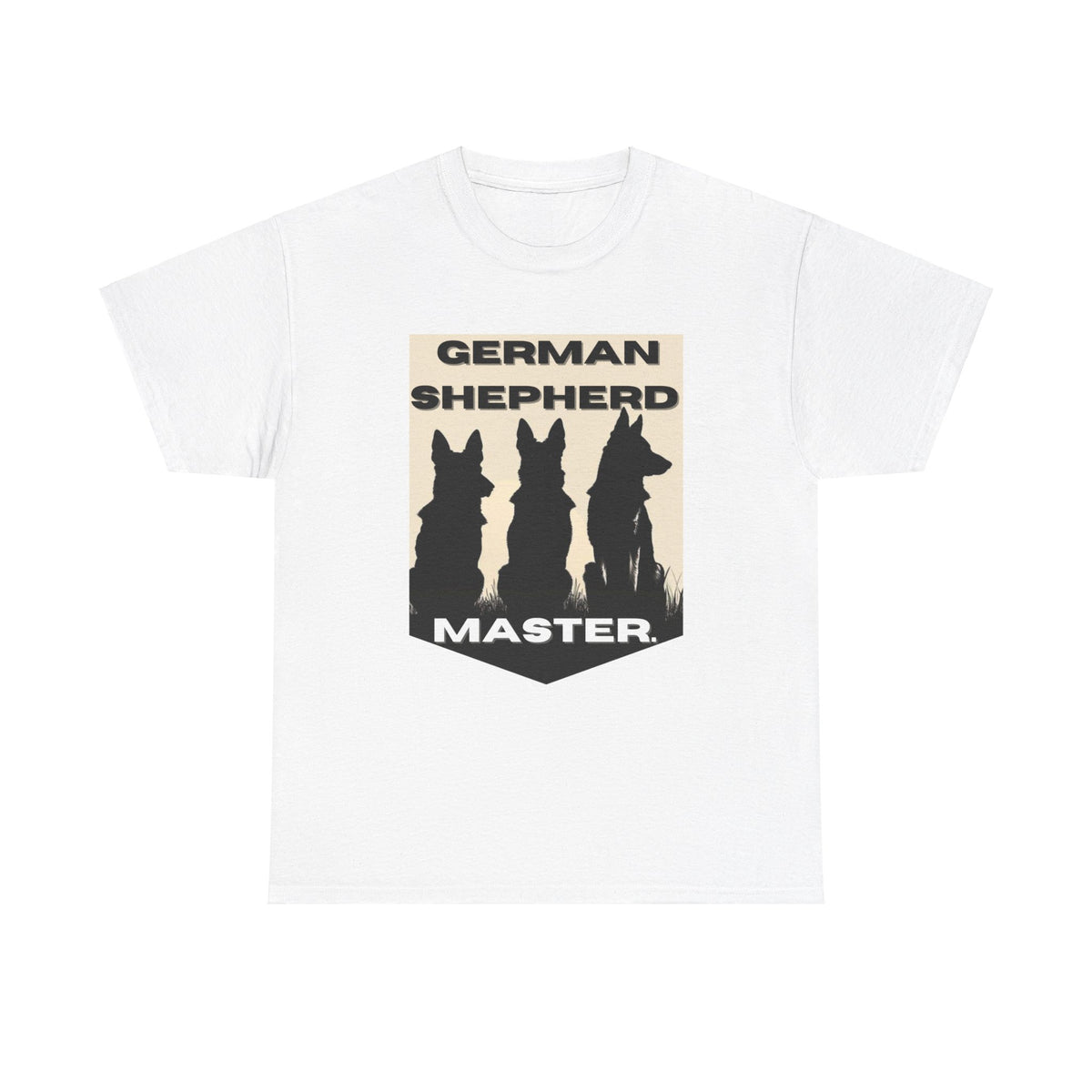 White German Shepherd Master t-shirt with three dog silhouettes on white background