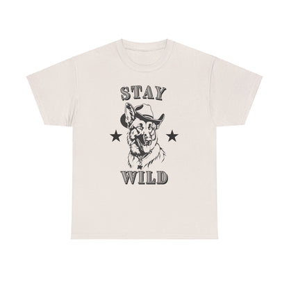 Natural Stay Wild cowboy German Shepherd t-shirt, western dog lover tee