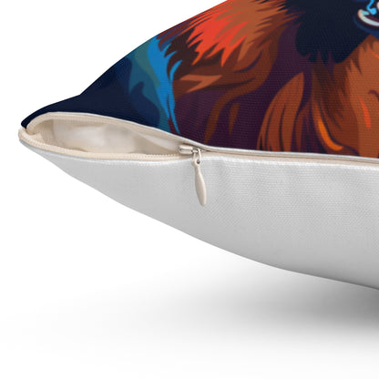 Close-up of the corner zipper on a German Shepherd watercolor pillow
