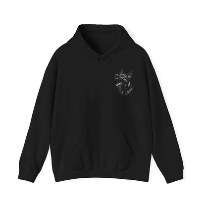 Front view of black Gib Laut German Shepherd hoodie