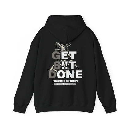 Black GSD Get It Done German Shepherd hoodie back view