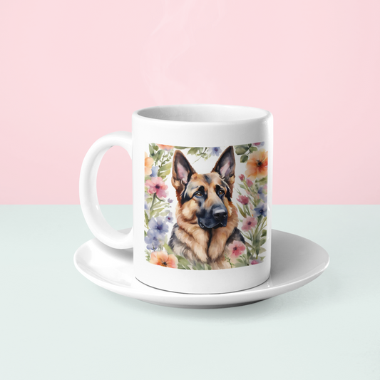 Floral German Shepherd Mug