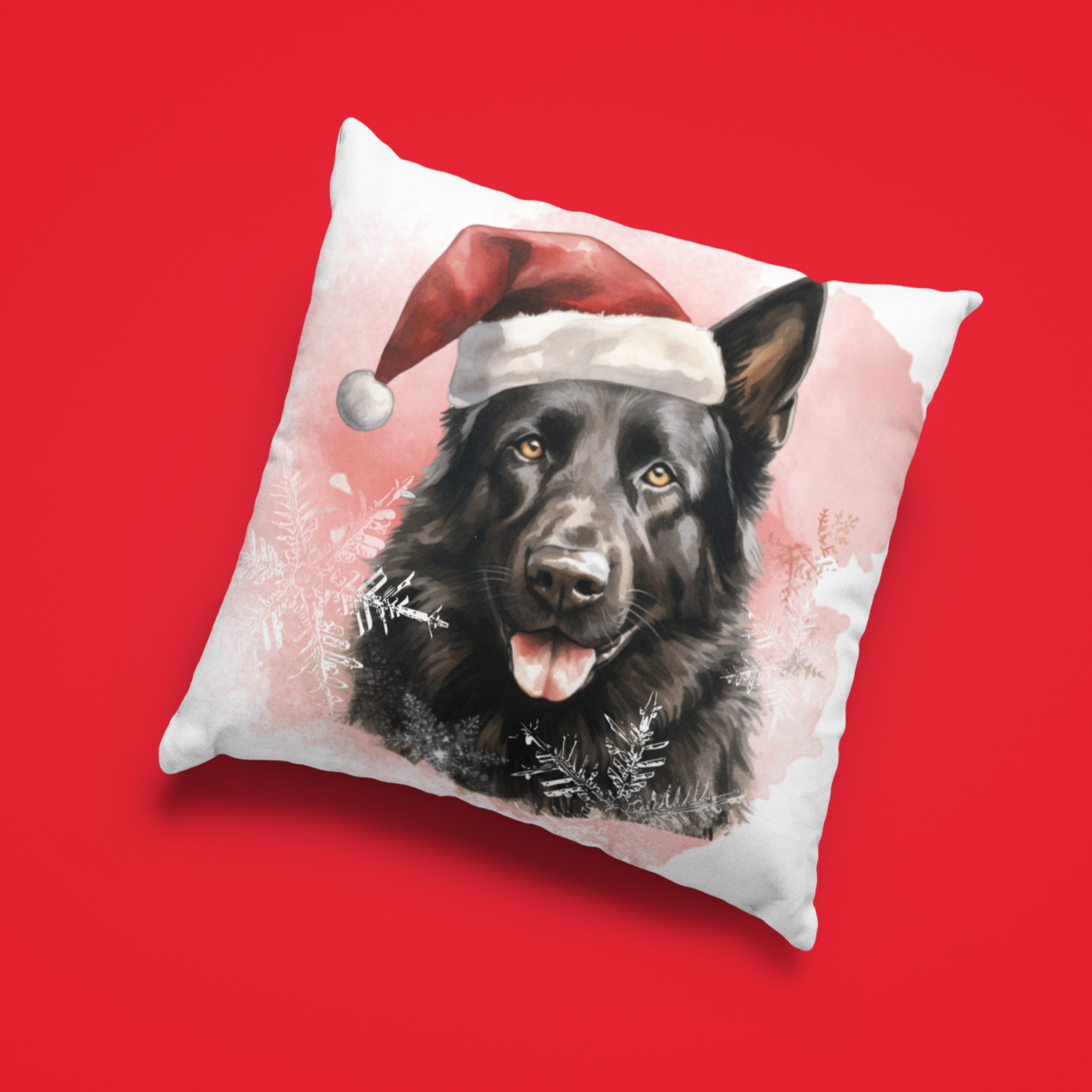 Black German Shepherd Christmas Pillow