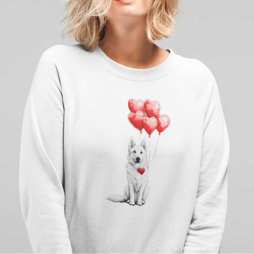 White GSD Hearts Sweater