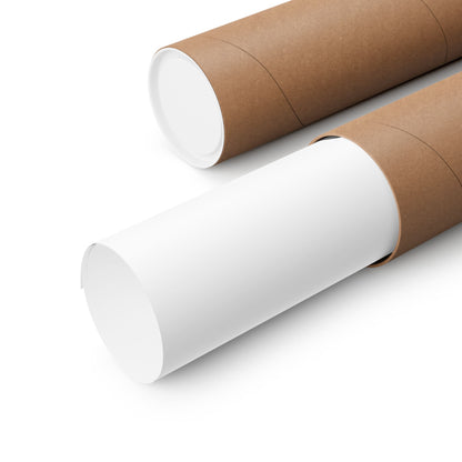 Pink German Shepherd birthday poster rolled as it ships, on white background