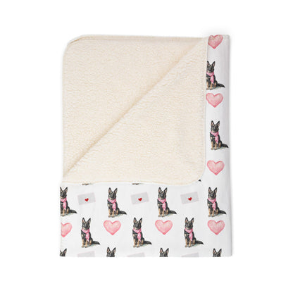 Sable German Shepherd Valentine's blanket featuring a romantic love-themed German Shepherd design in beige