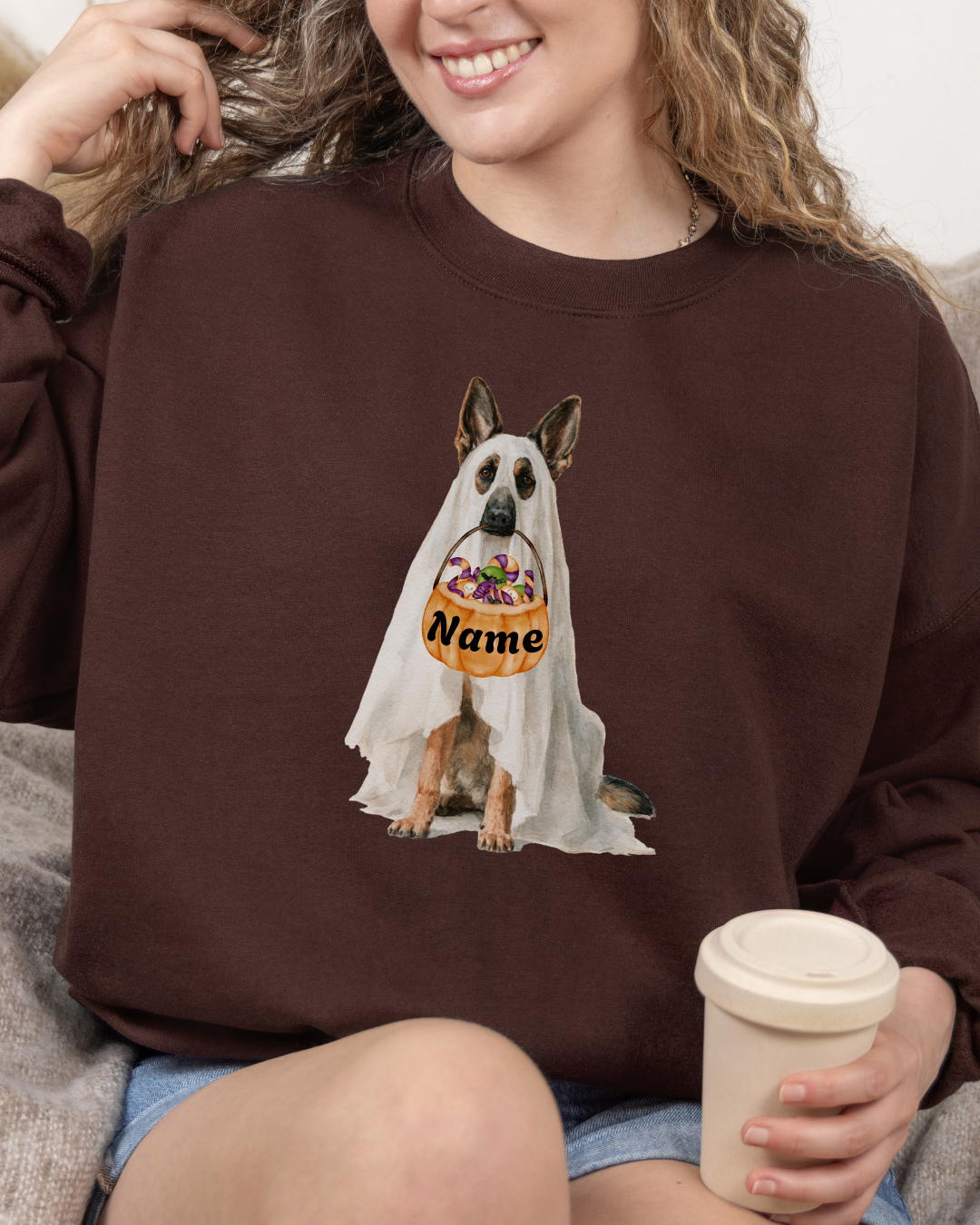 Personalized Ghost Shepherd Halloween Sweatshirt