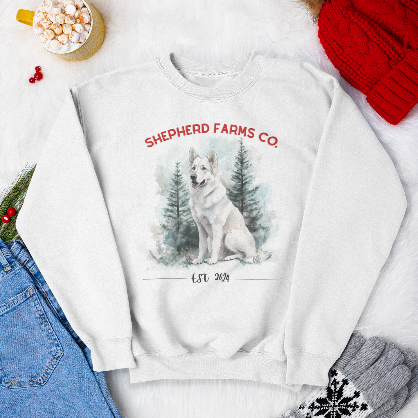 Shepherd Farms Co. Sweater White GSD