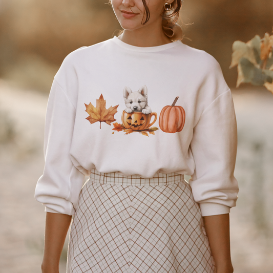 Pumpkin Pup White GSD Sweatshirt