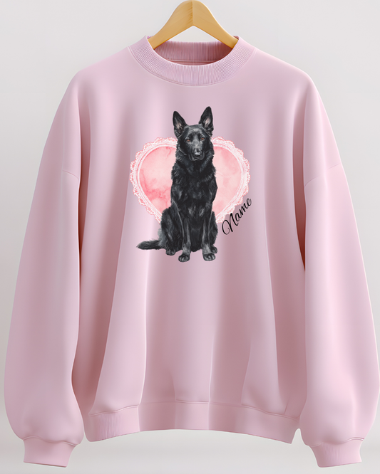 Personalized Black Shepherd Lace Heart Sweatshirt