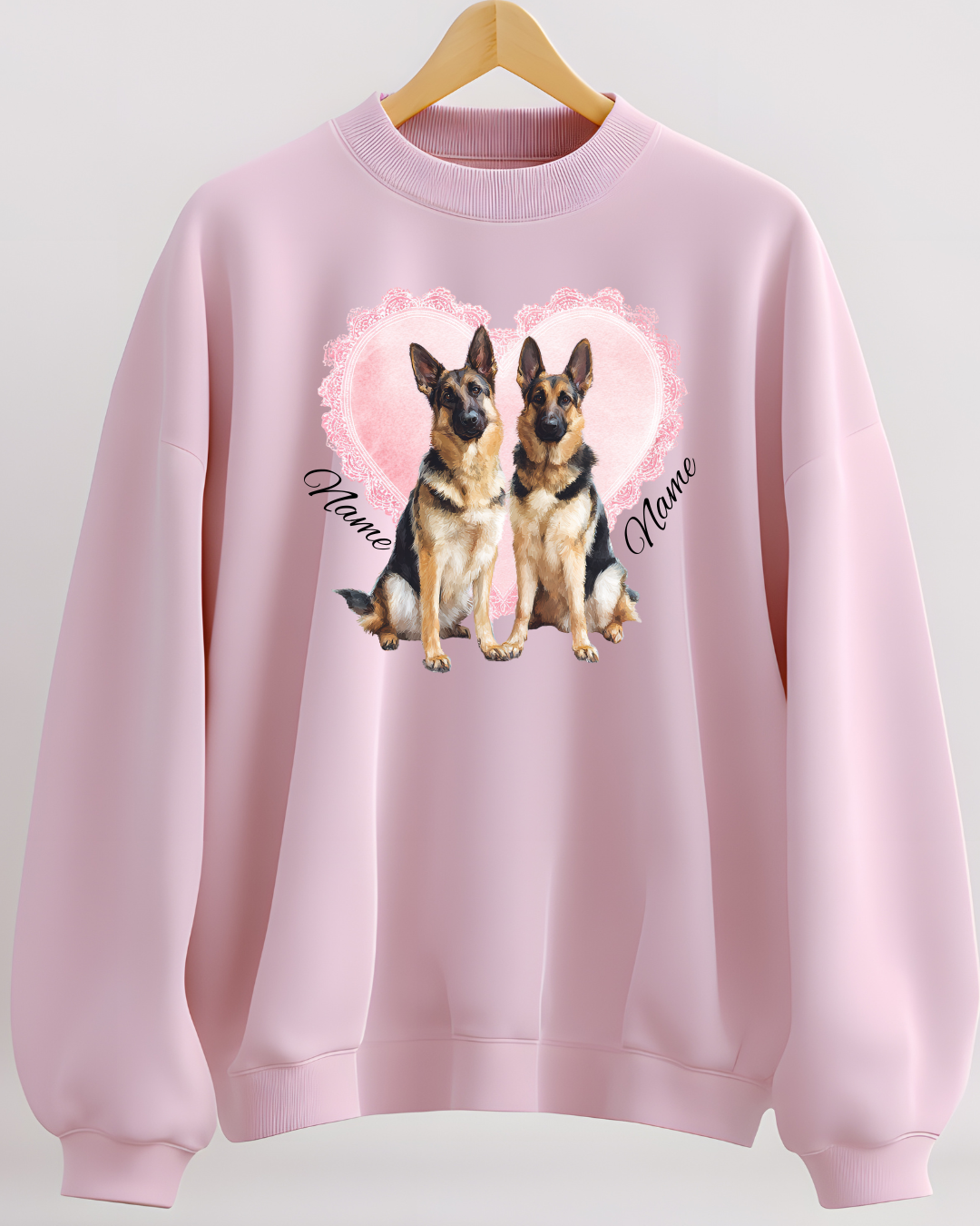 Personalized 2 German Shepherd Lace Heart Sweatshirt