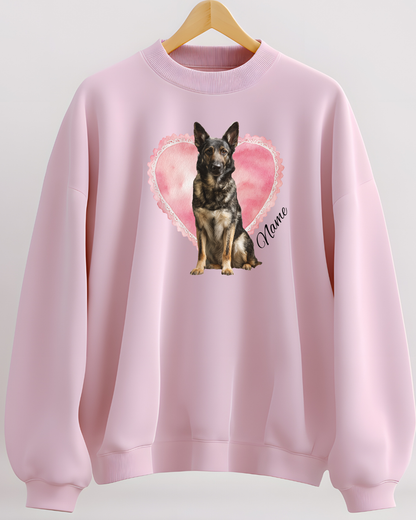 Personalized Sable Shepherd Lace Heart Sweatshirt