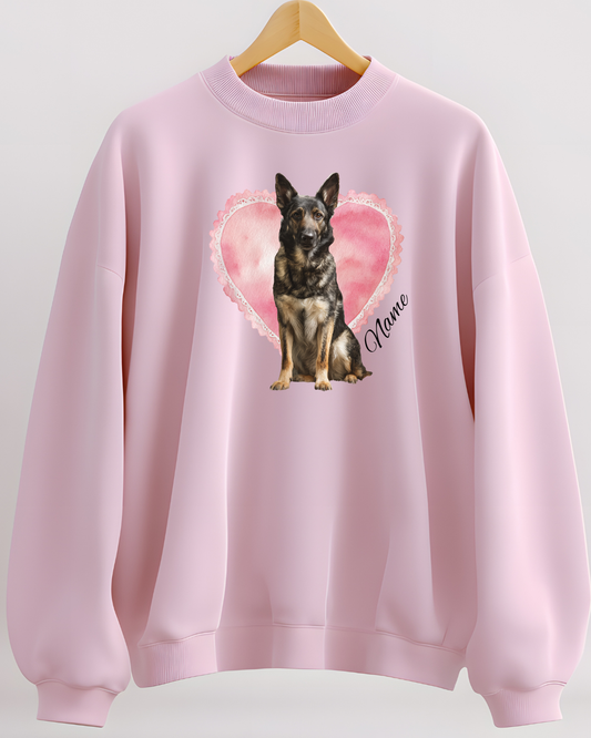 Personalized Sable Shepherd Lace Heart Sweatshirt