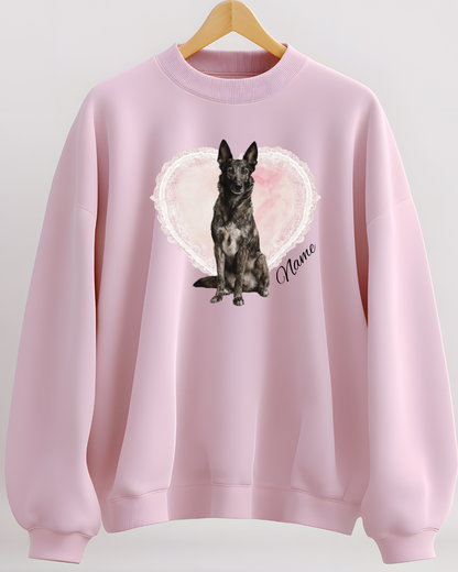 Personalized Dutch Shepherd Lace Heart Sweatshirt
