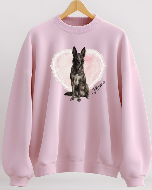 Personalized Dutch Shepherd Lace Heart Sweatshirt