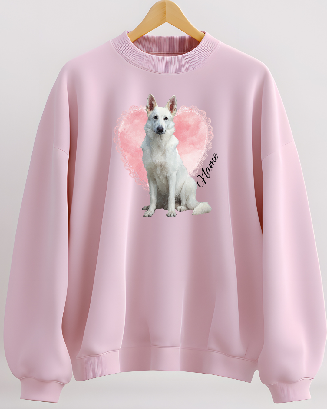 Personalized White Shepherd Lace Heart Sweatshirt