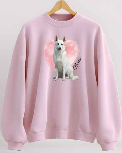 Personalized White Shepherd Lace Heart Sweatshirt