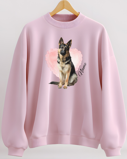 Personalized German Shepherd Lace Heart Sweatshirt