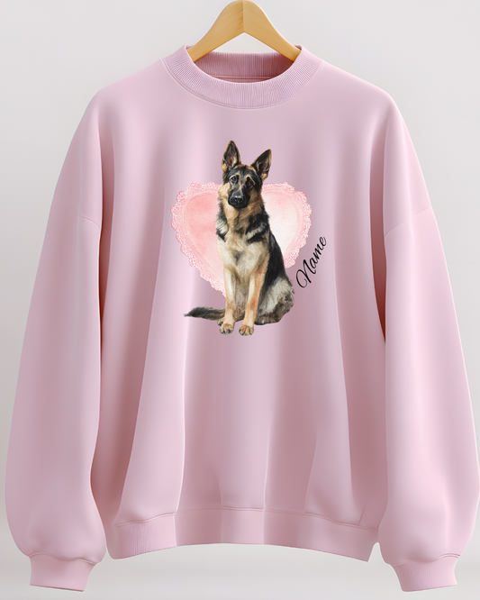 Personalized German Shepherd Lace Heart Sweatshirt