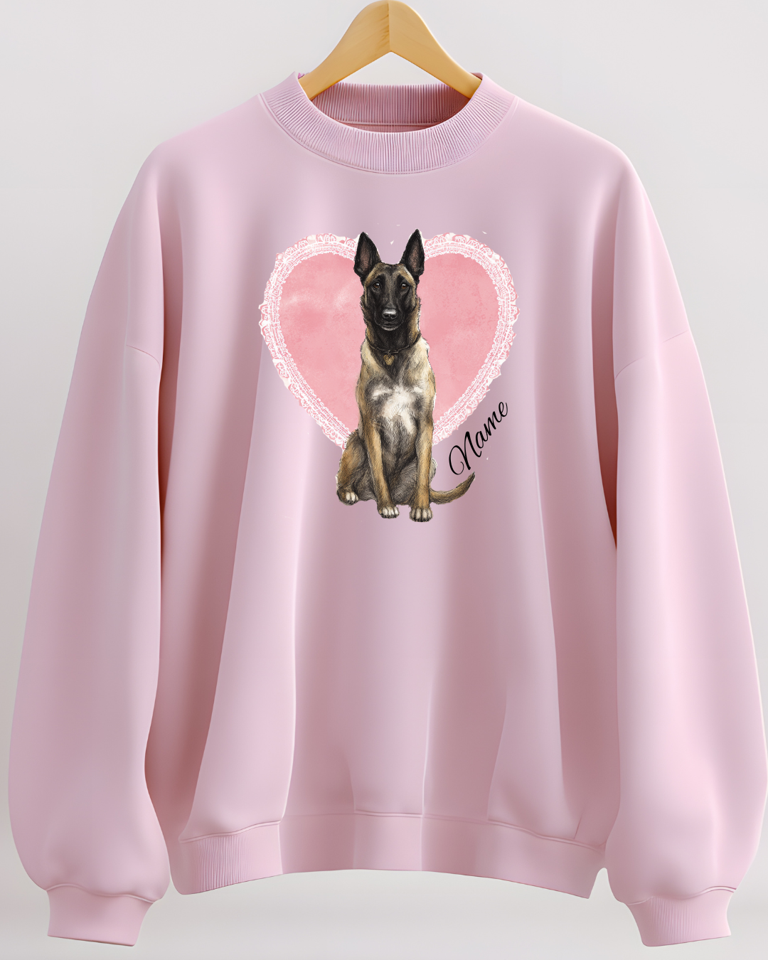 Personalized Belgian Malinois Shepherd Lace Heart Sweatshirt