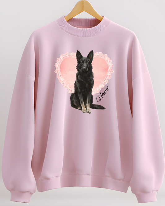 Personalized Bi-Color Shepherd Lace Heart Sweatshirt