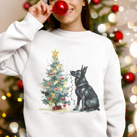 Black GSD Christmas Lights Sweater