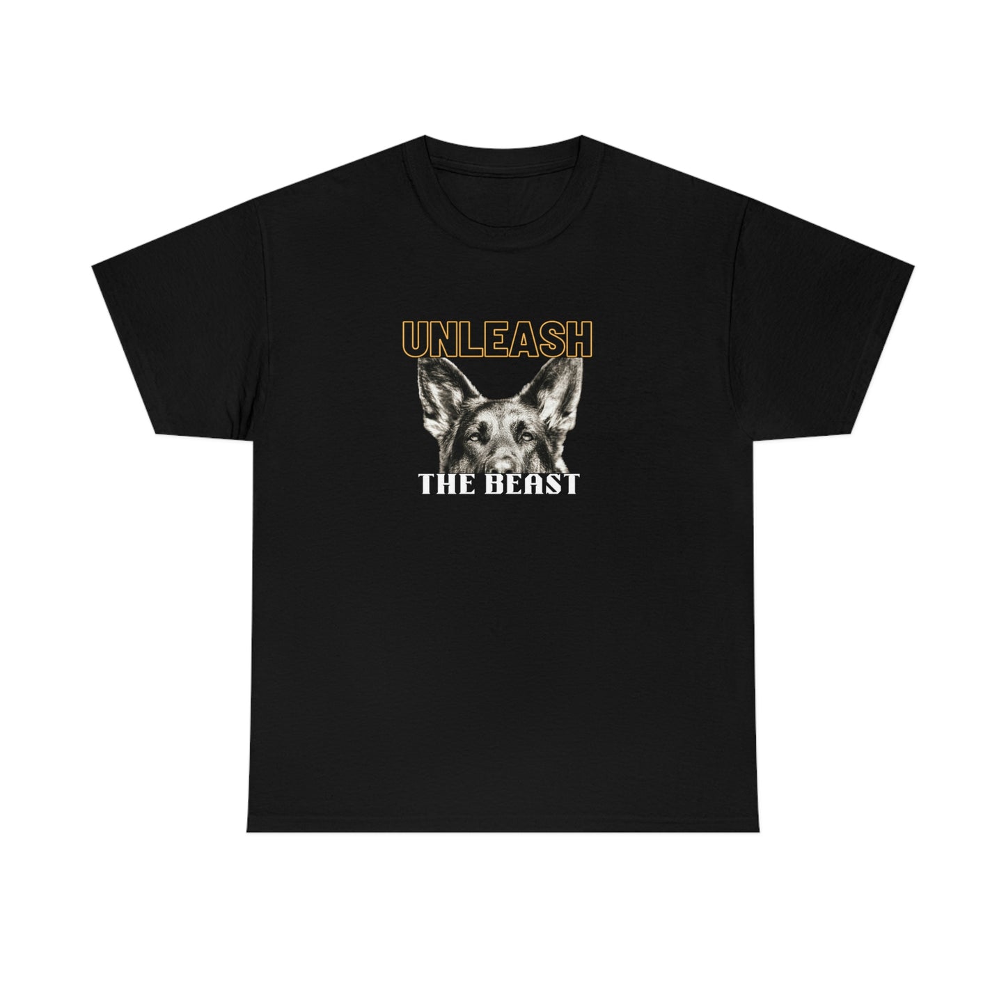 Men's German Shepherd dog T-Shirt that says 'unleash the beast'