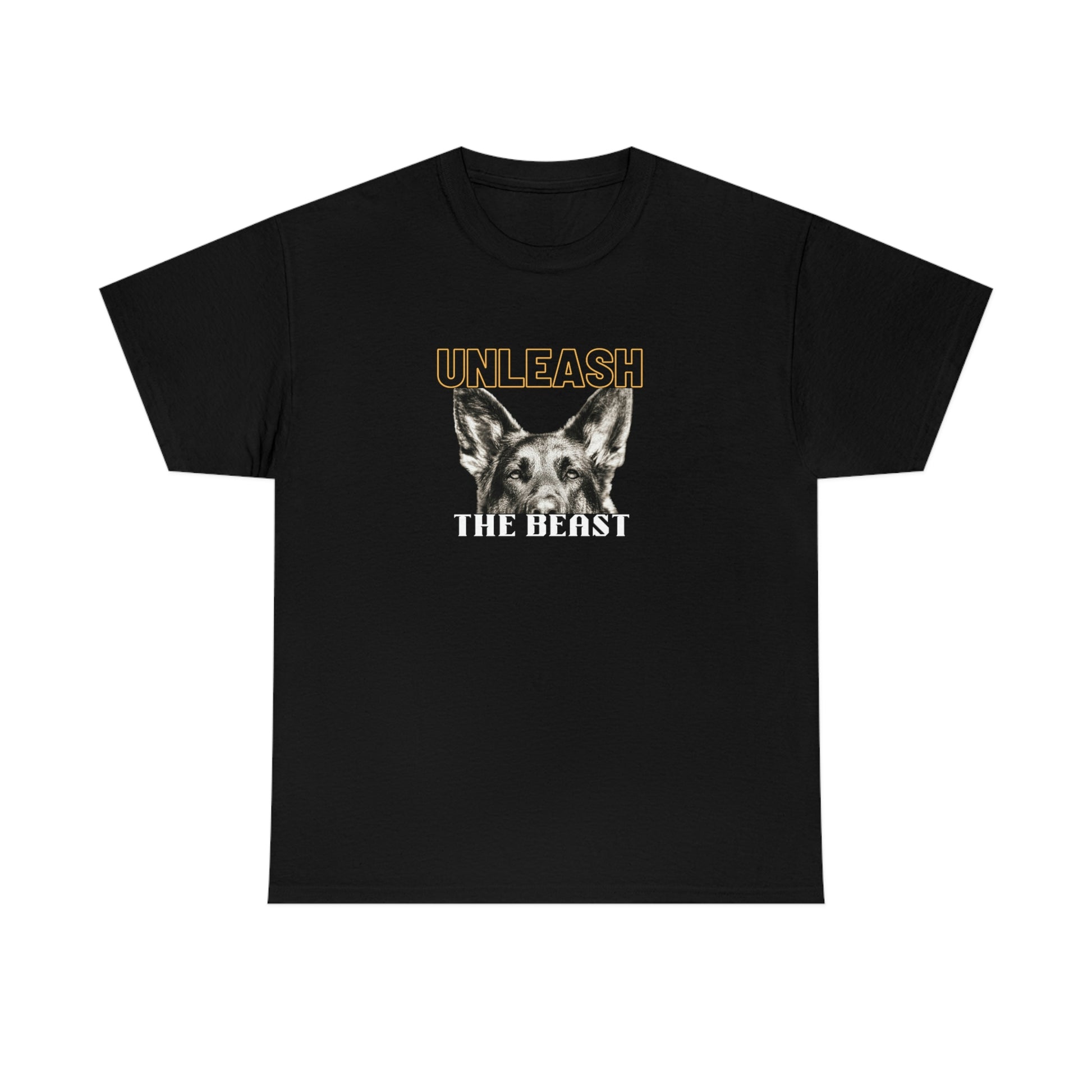 Men's German Shepherd dog T-Shirt that says 'unleash the beast'