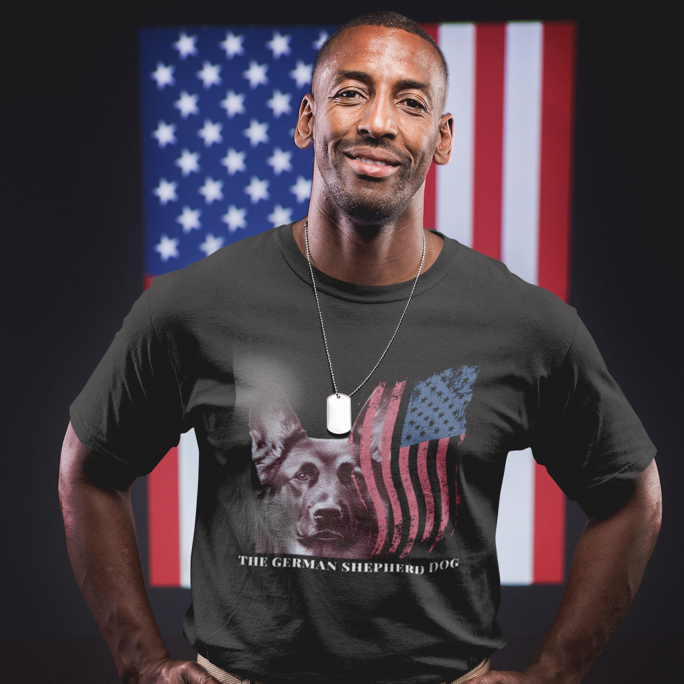 German Shepherd Dog Patriotic Men's T-Shirt