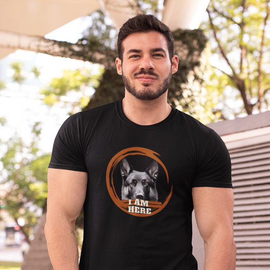 German Shepherd Dog Men's T-Shirt "I AM HERE"